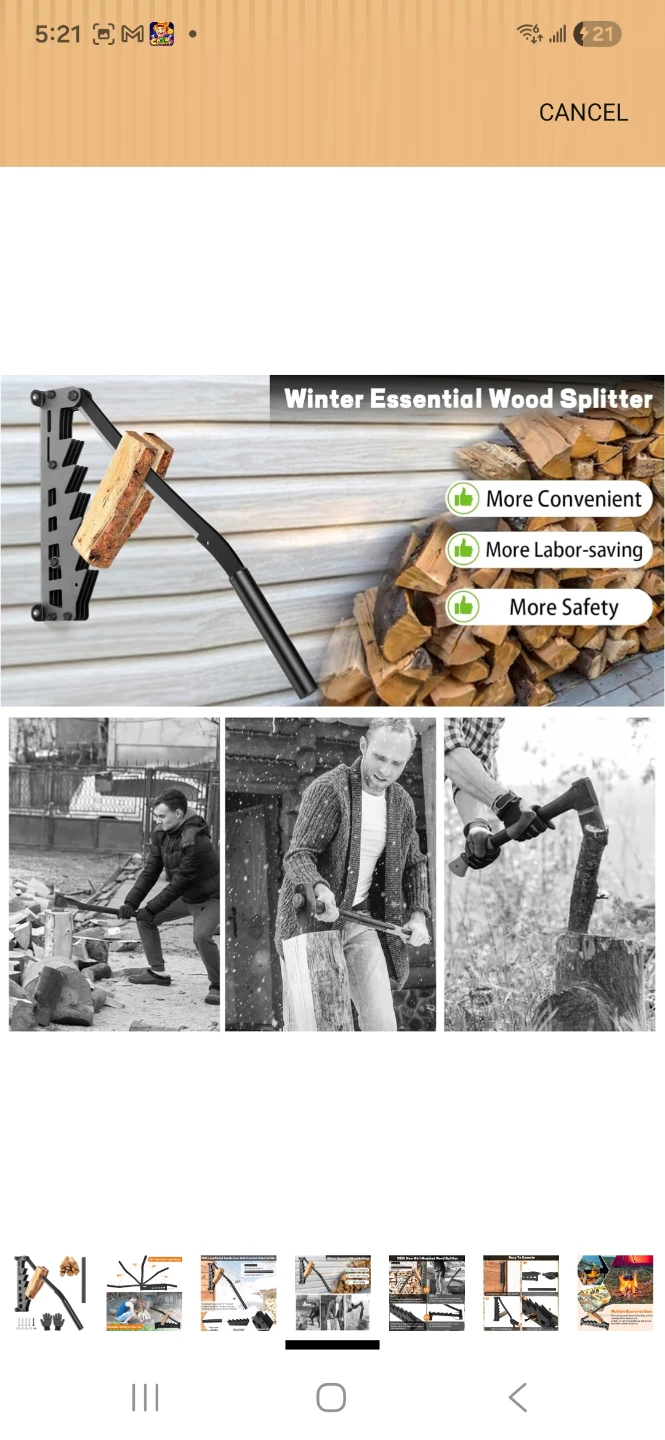 Wall Mounted Wood Splitter with Detachable Handle