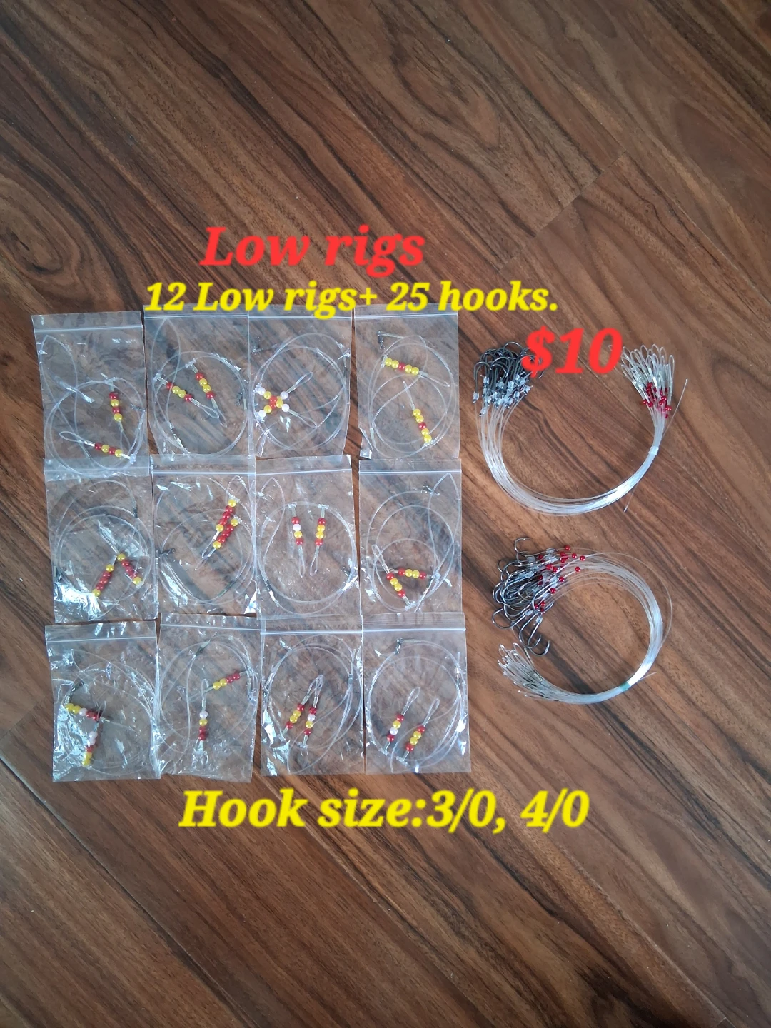 12 Low Rigs + 25 Hooks Fishing Tackle