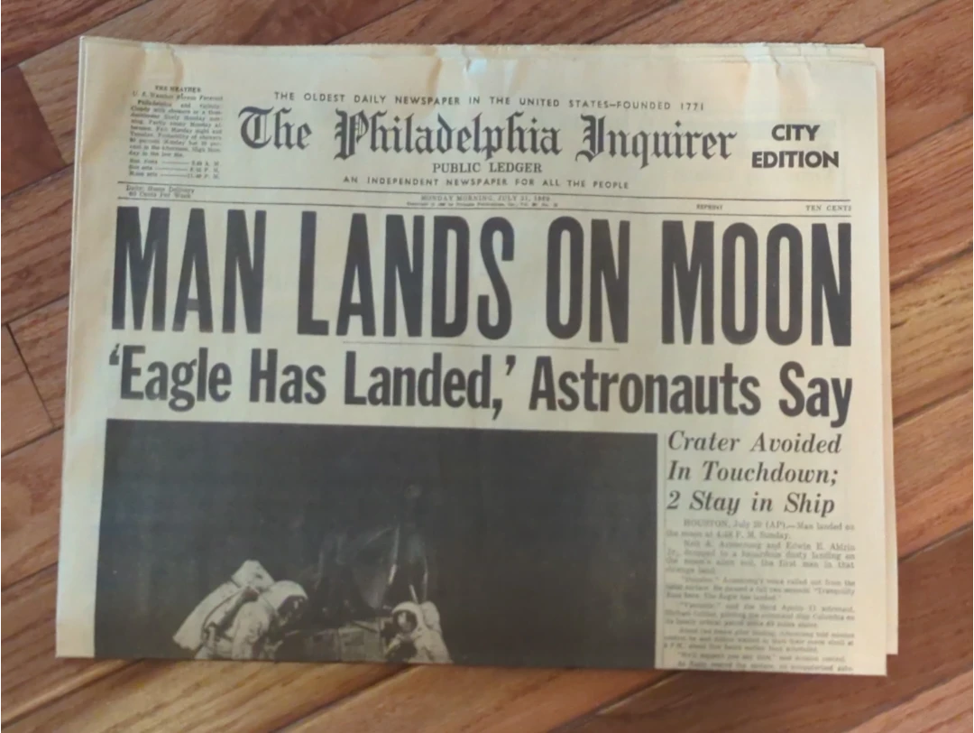 SOLD: The Philadelphia Inquirer Newspaper - Man Lands on Moon
