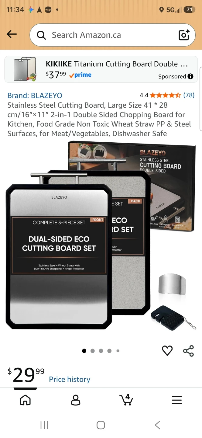 BLAZEYO Stainless Steel Cutting Board