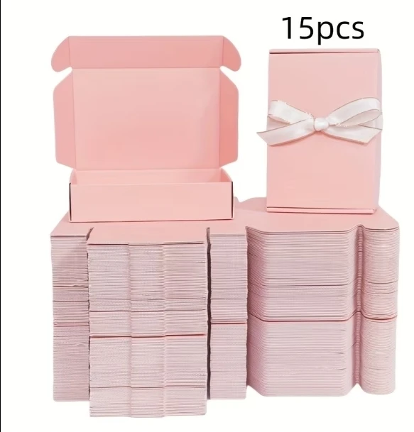 Pink Gift Boxes with Ribbon - 15 pcs