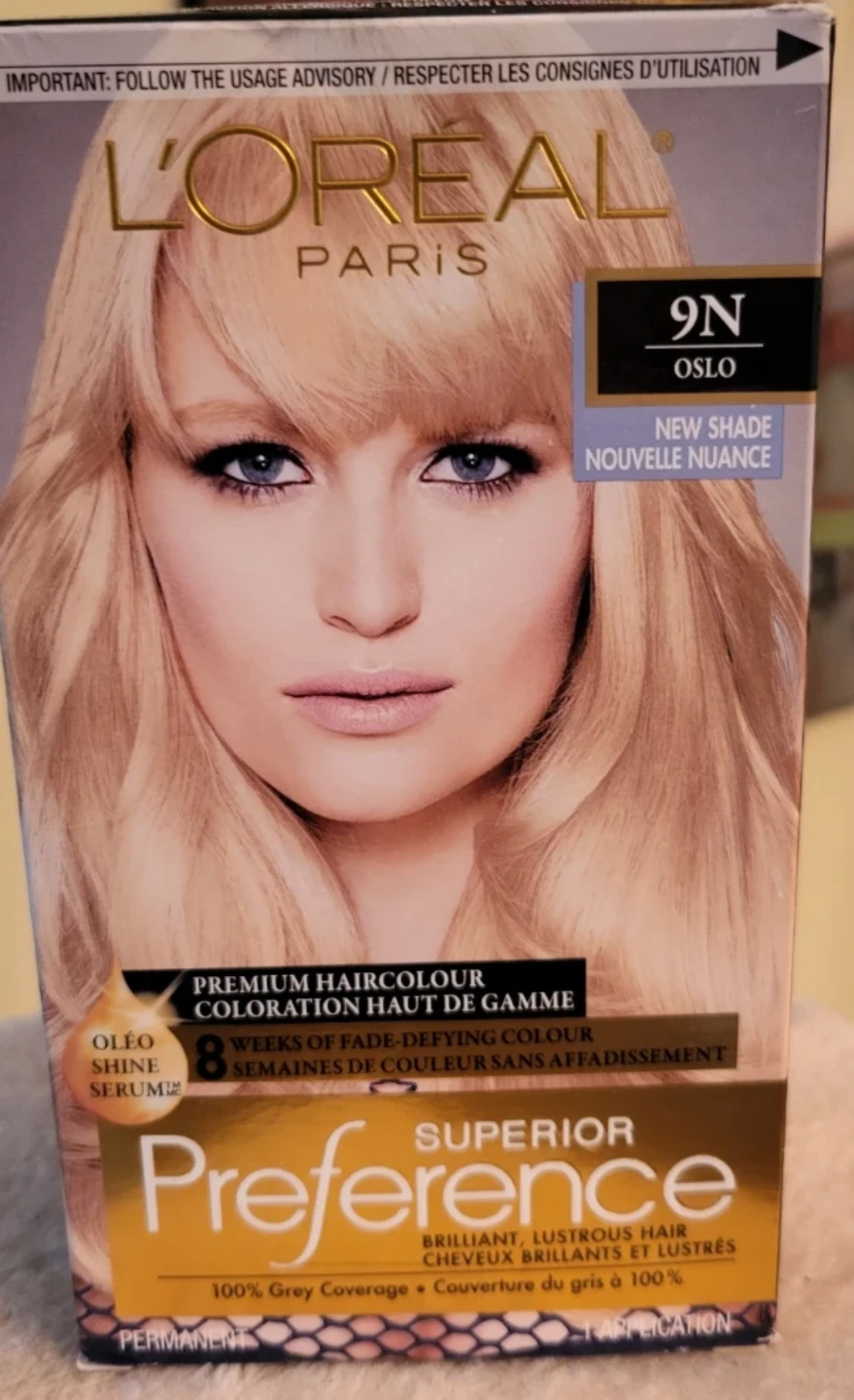 Partial box of L'Oréal Paris Preference 9N Oslo Colour