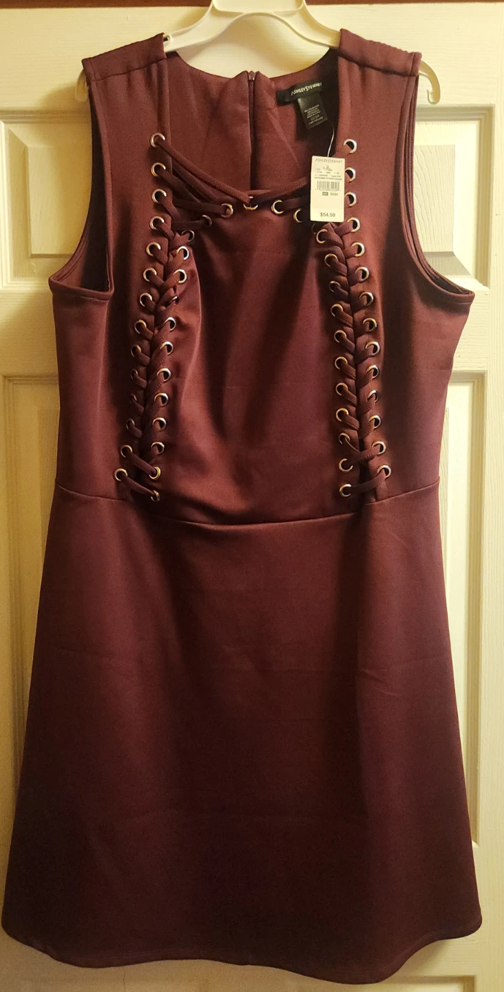 Ashley Stewart Burgundy Lace-Up Dress Size 22/24