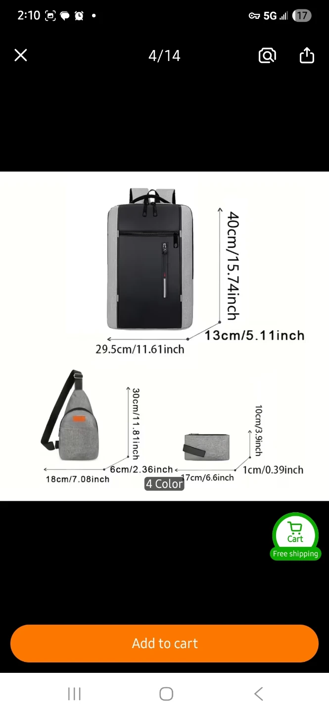 3-Piece Black Backpack Set - photo 2