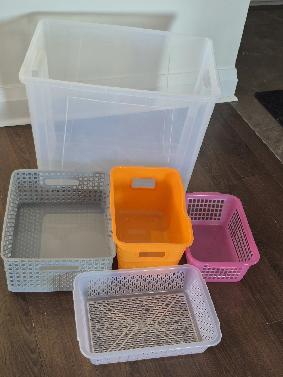 Assorted Plastic Storage Bins and Containers
