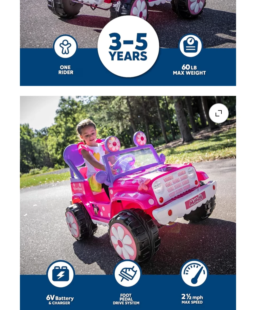 Minnie Mouse's Flower Power 4 x 4 Electric Ride On Car - photo 4