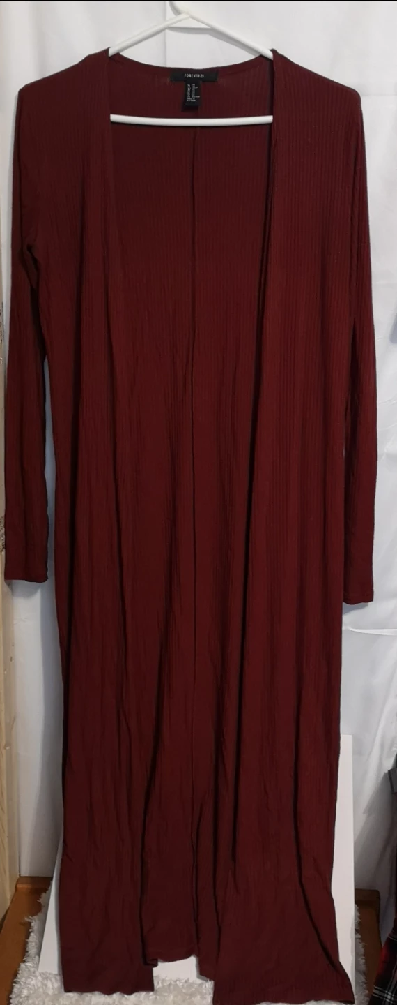 Forever 21 Burgundy Ribbed Duster Cardigan