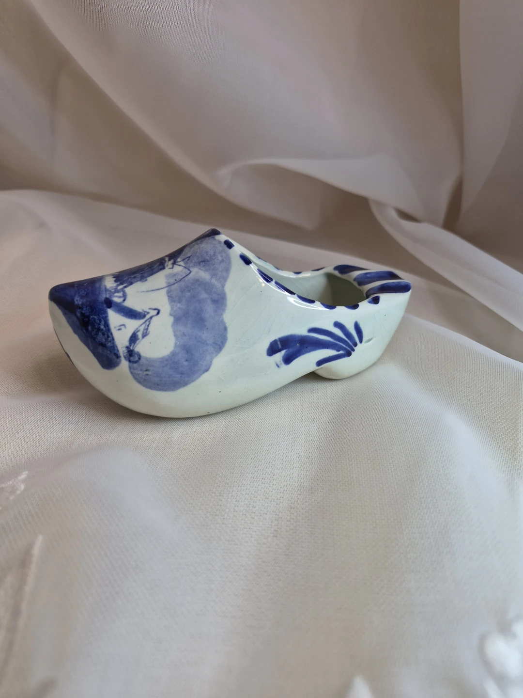Vintage Delft Blue Dutch Ceramic Clog Shoe Ashtray - photo 2
