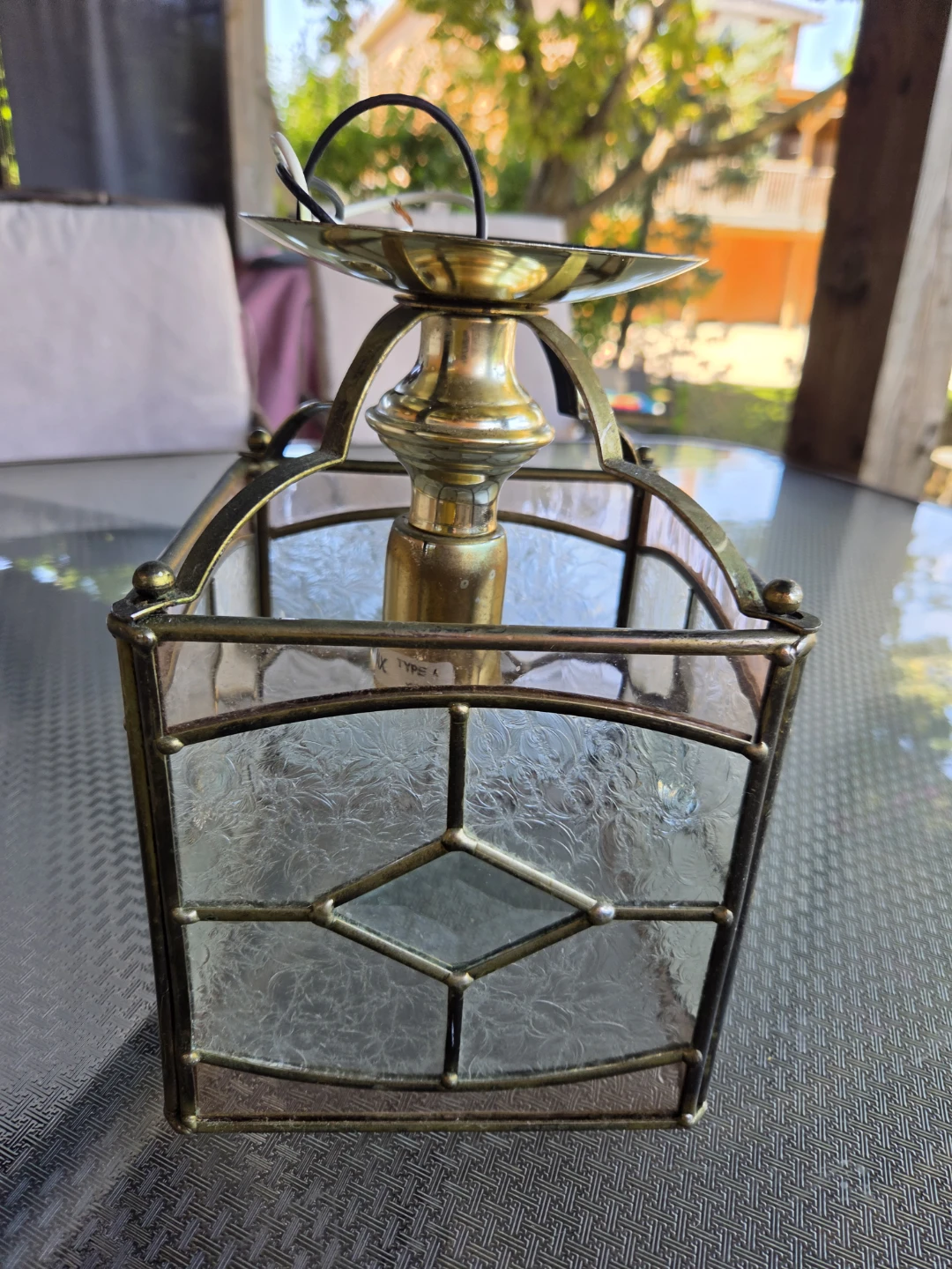 Stained Glass Lantern Style Ceiling Light Fixture