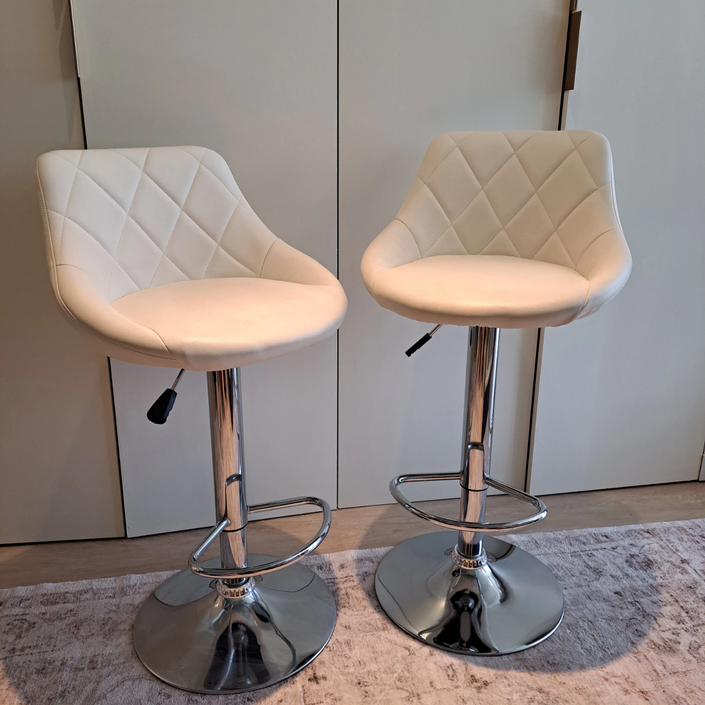 Cream White Bar Stool With Faux Leather - photo 5