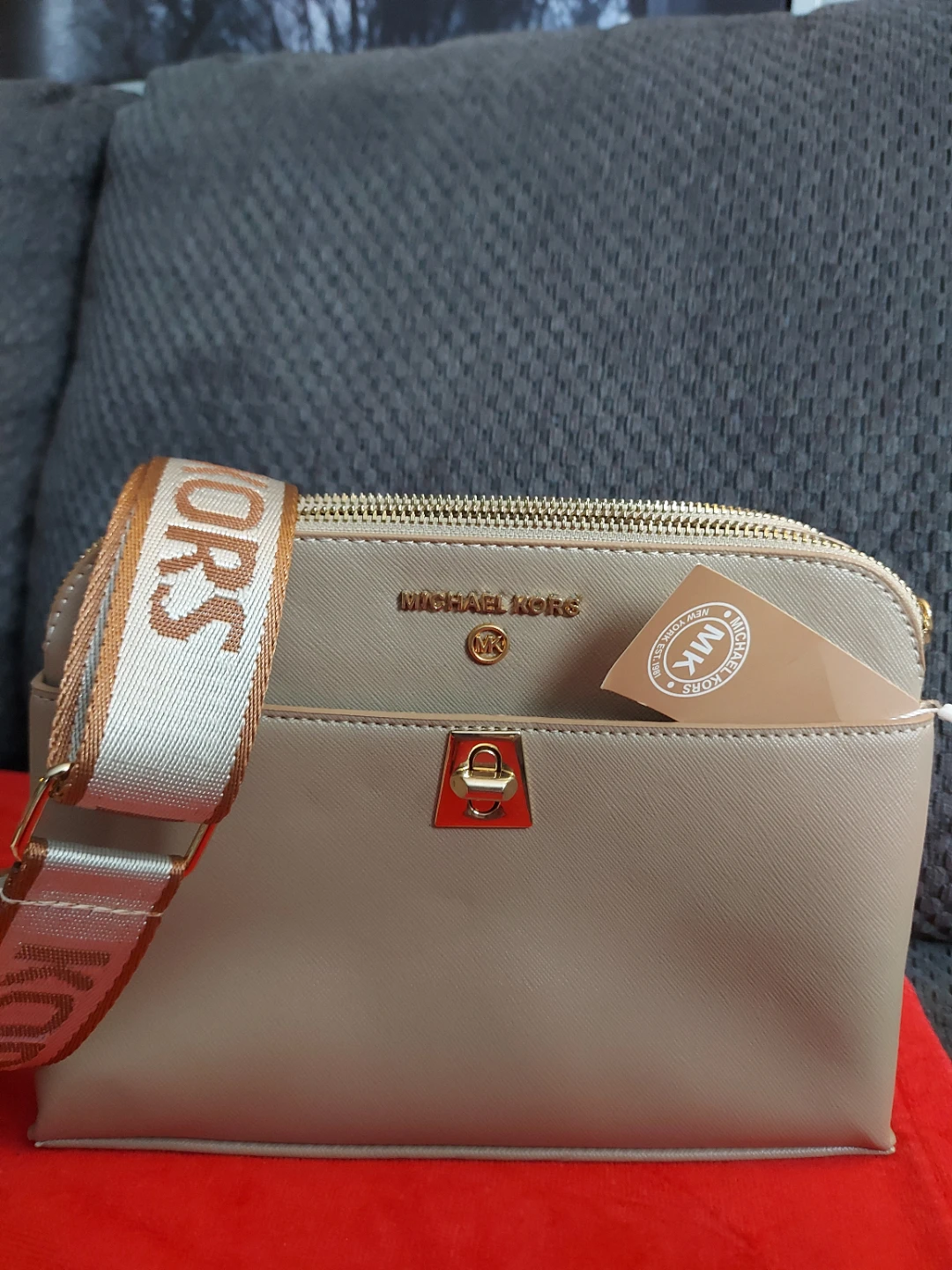 Michael Kors Beige Crossbody Bag with Logo Strap