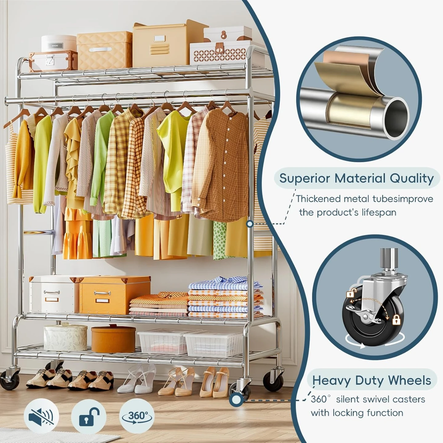 Clothing Rack Extendable, Double Rod - photo 3