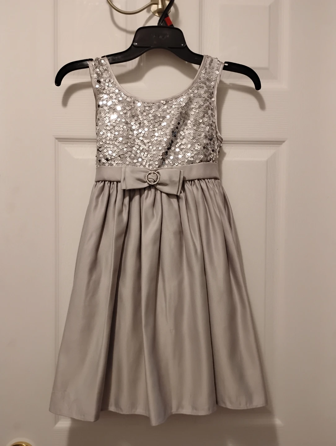 Girls Silver Sequin Dress