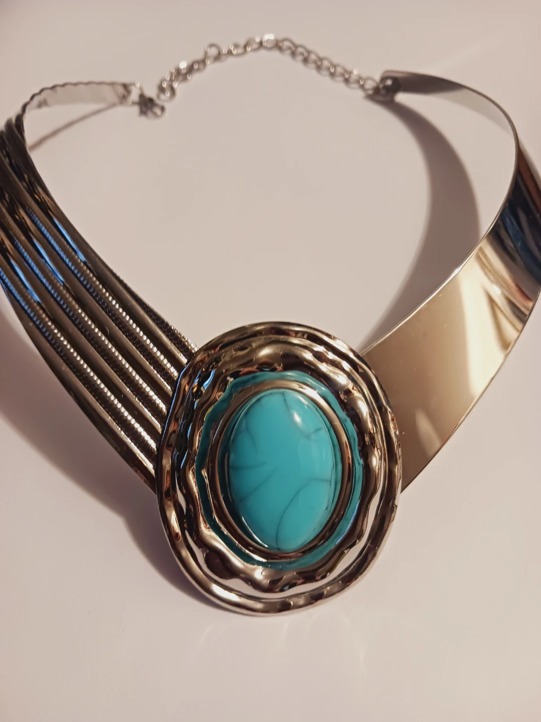 New !!' Statement Necklace with Turquoise Stone - photo 2