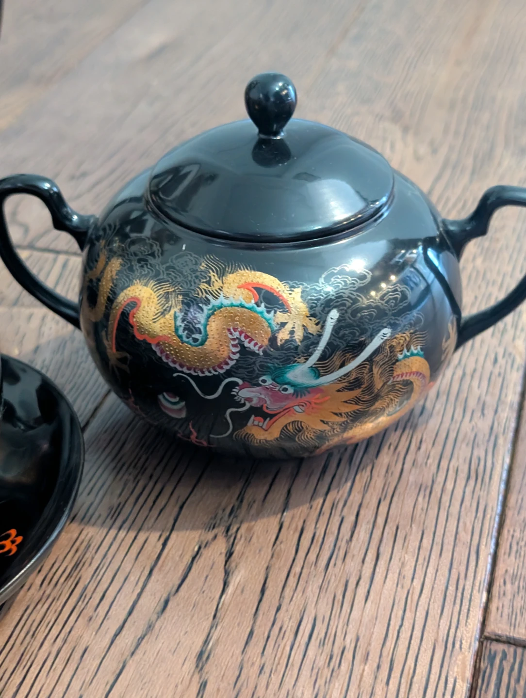 Vintage Foochow China Dragon Lacquer Tea Set Wong Tai Mi - photo 5