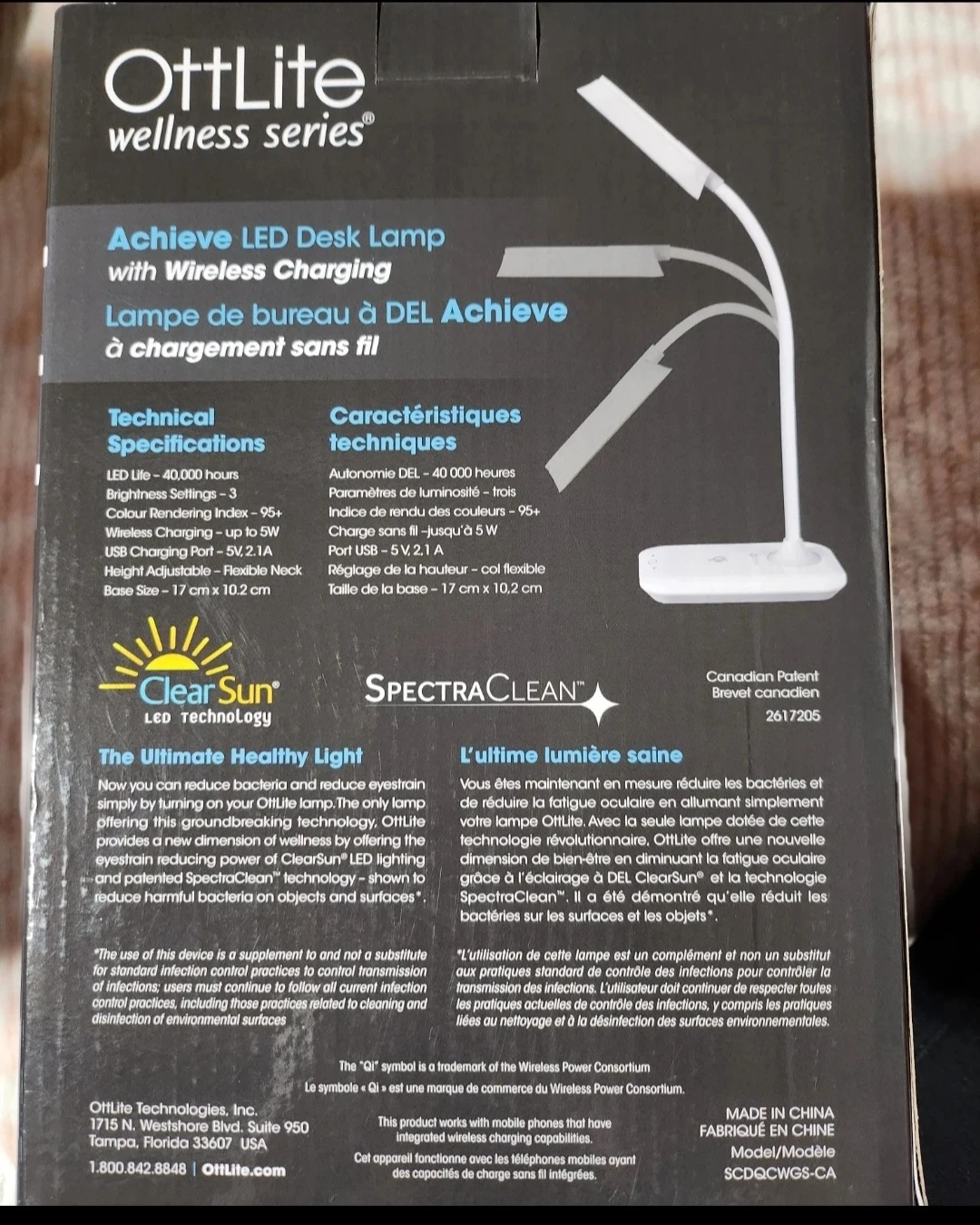 OttLite Achieve LED Desk Lamp with Wireless Charging - photo 3