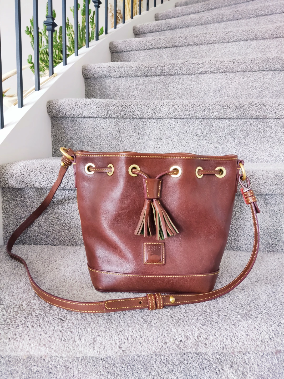 Dooney & Bourke Brown Leather Bucket Bag