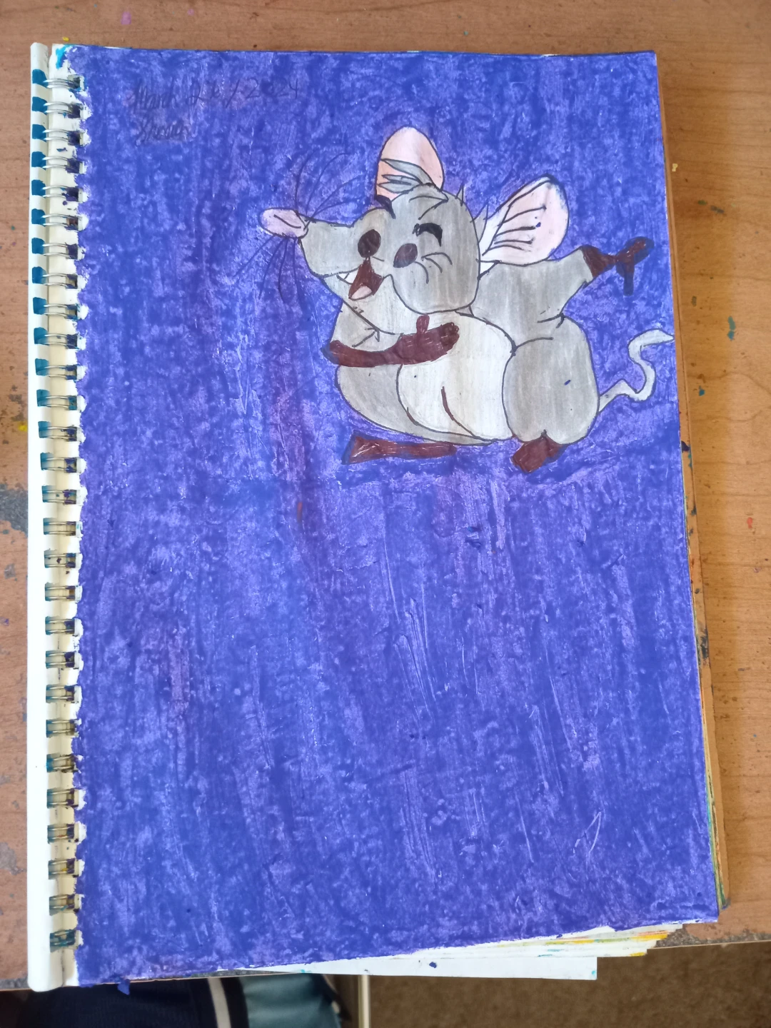 PURPLE-BLUE MOUSE DRAWING BY CUSTOM ARTIST SHERWIN - photo 2