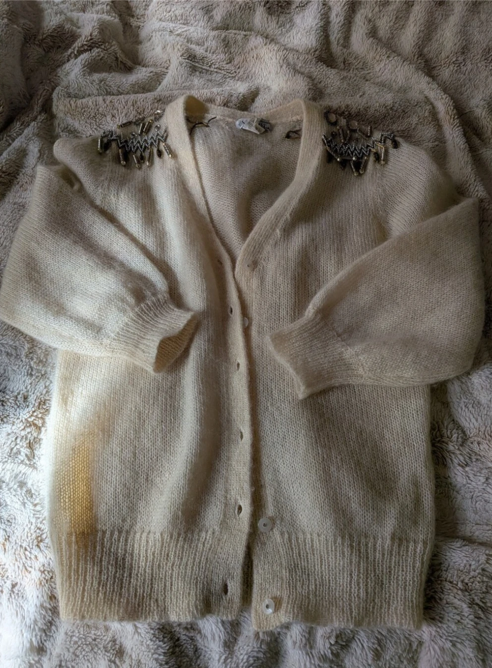 Warm vintage 80s angora sweater cardigan