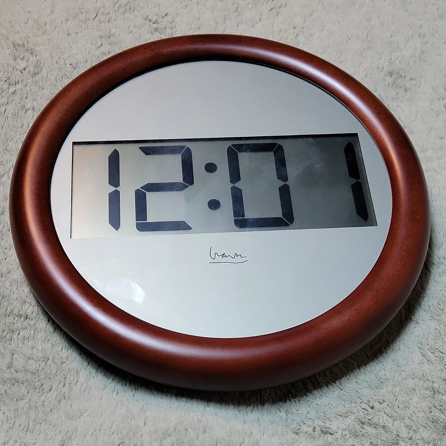 Brawn Digital Wall Clock with Wood-Look Frame