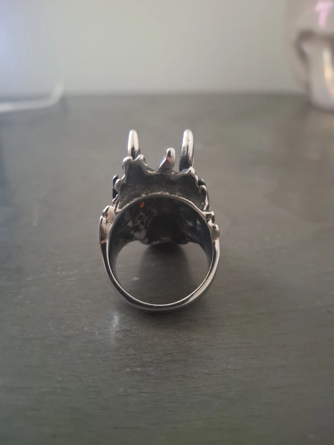 Silver dragon ring with red eye - photo 4