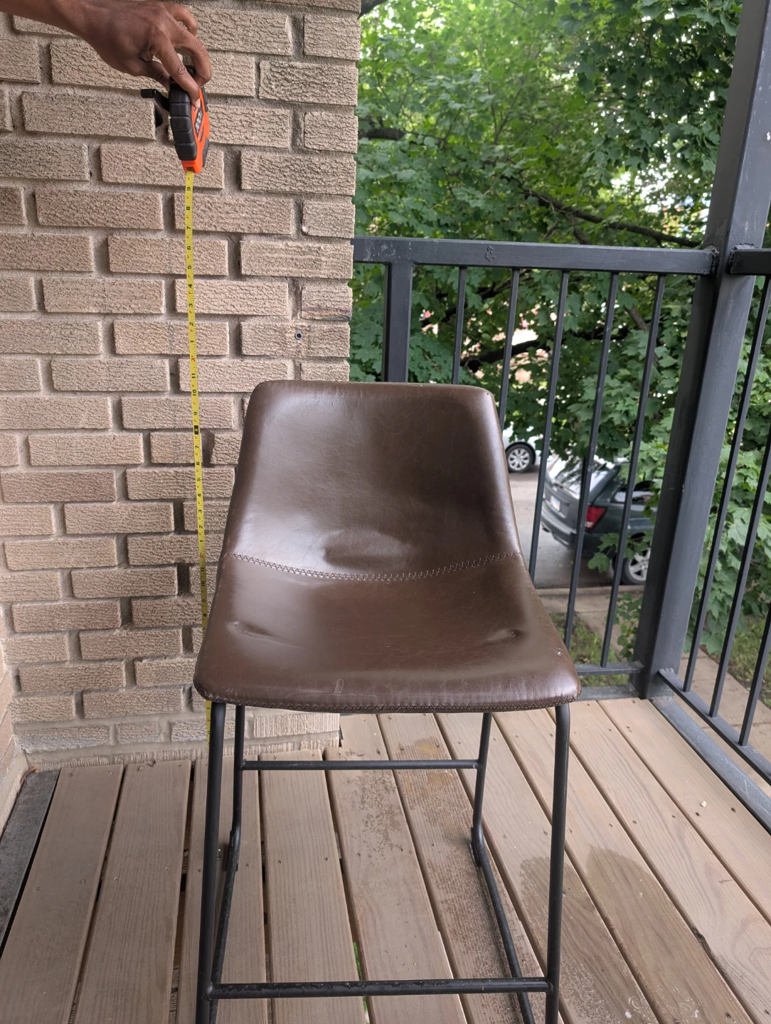 Brown leather bar stools counter height - photo 4