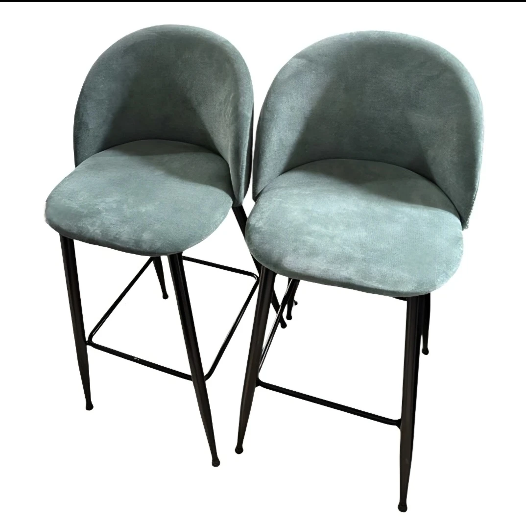 Moden Teal Velvet Metal Frame Counter Height Stool (Set of 2) - photo 2
