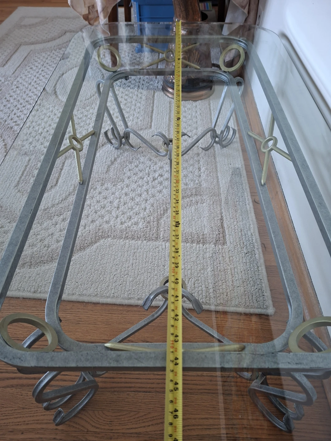 Glass and metal coffee table - photo 3