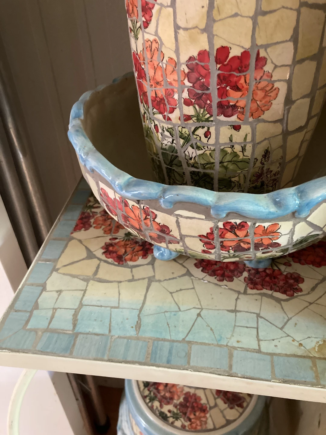 Mosaic Plant Stand with Decorative Pot and Bowl - photo 2