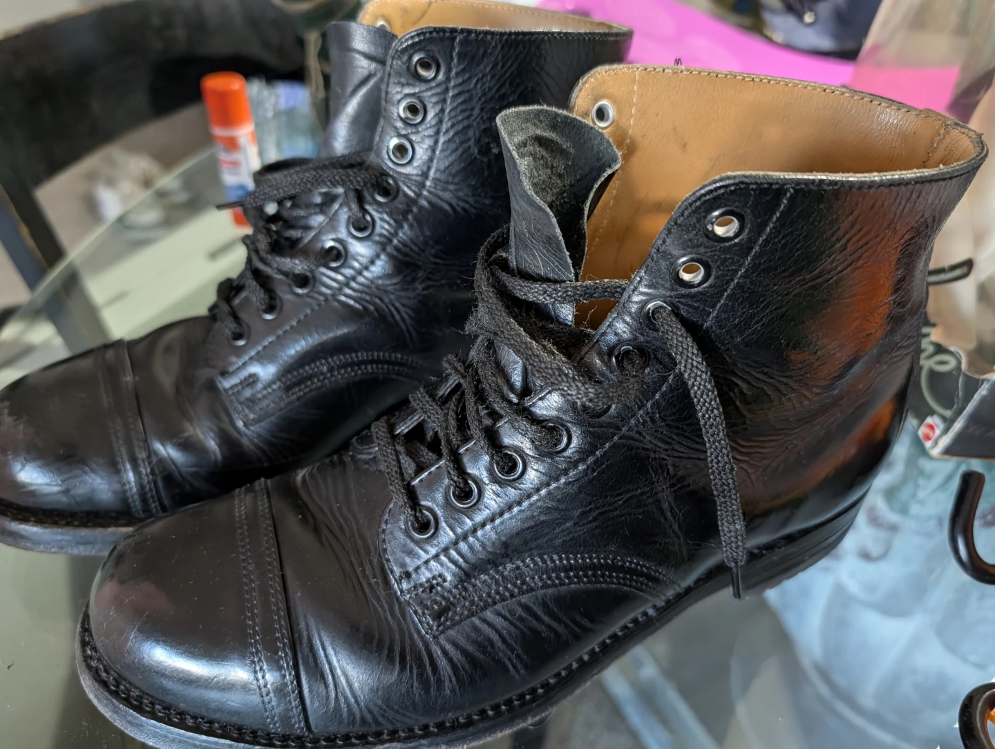 Sismann Black Leather Lace-Up Boots