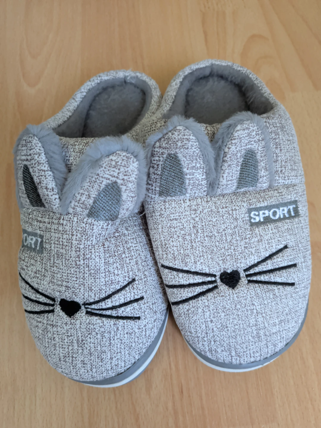 Kids Gray "SPORT" Bunny Slippers