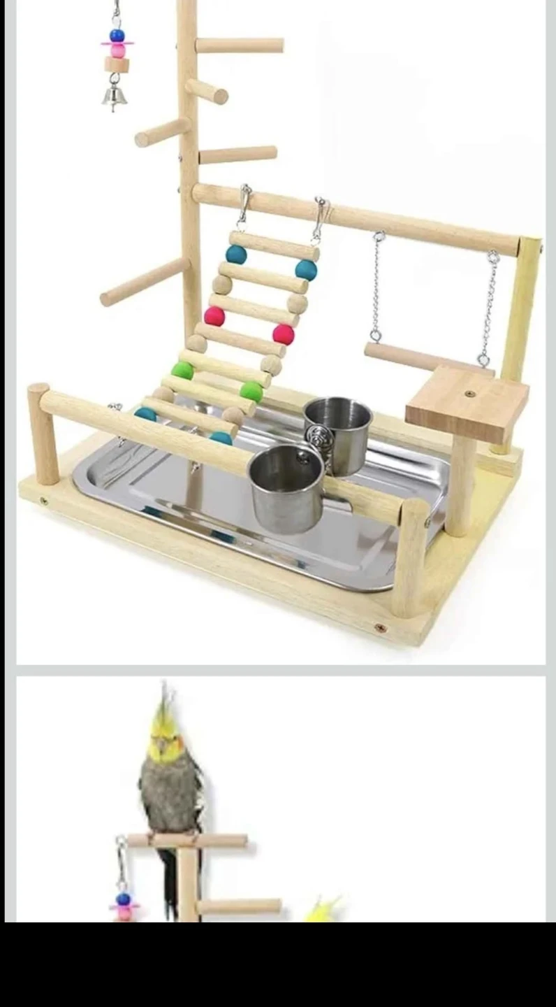 New Parrot Playstand Perch - Interactive Swing, Climbing Ladder - photo 3