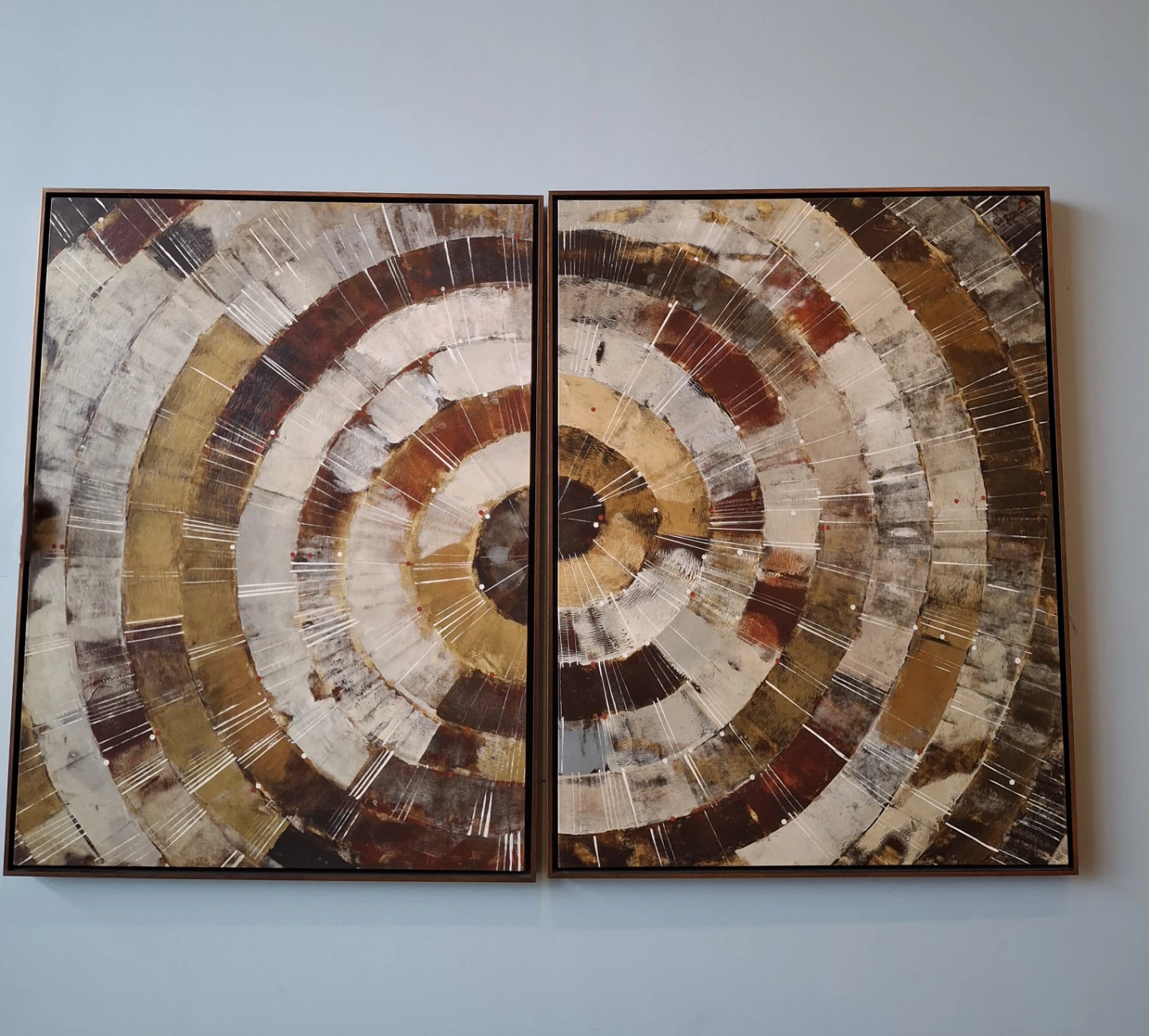 Set of 2 Large Copper Framed Floating Painted Artwork - photo 2