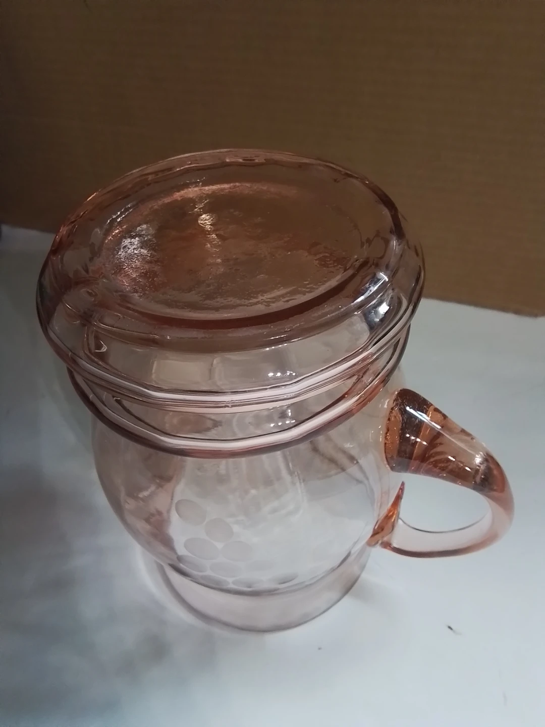Large 1930s Pink Depression Glass Water Pitcher - photo 3