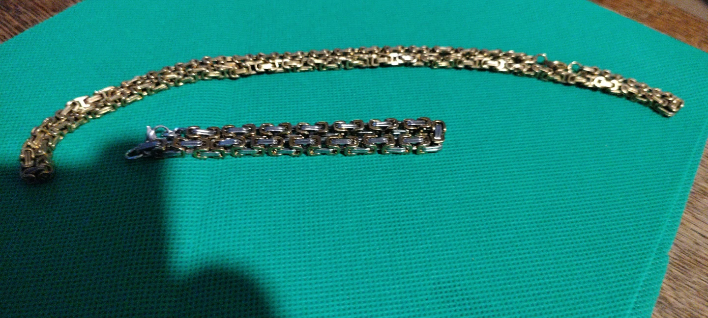Gold coloured necklace and bracelet set - photo 3
