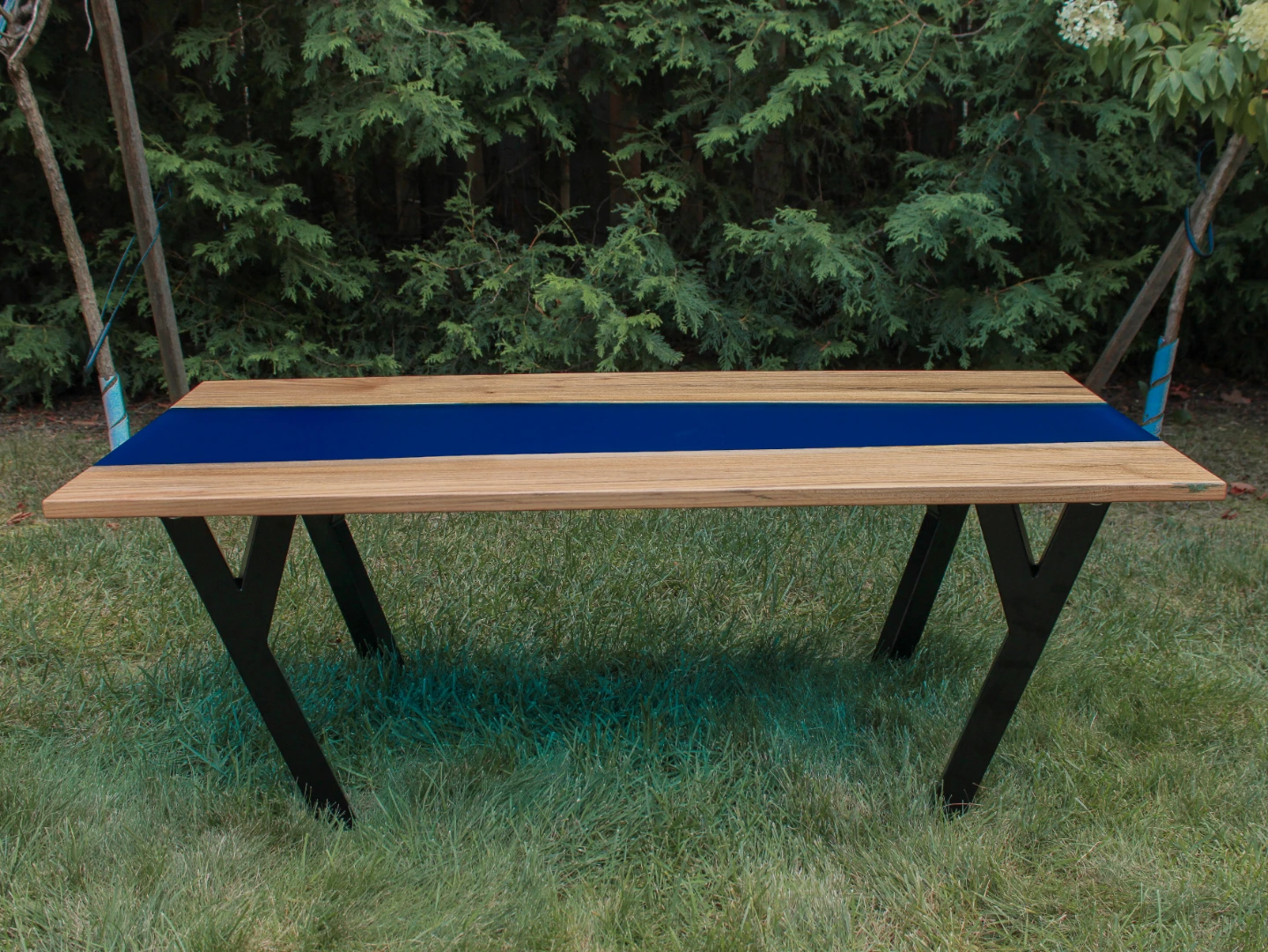 Blue Transparent epoxy table - photo 2