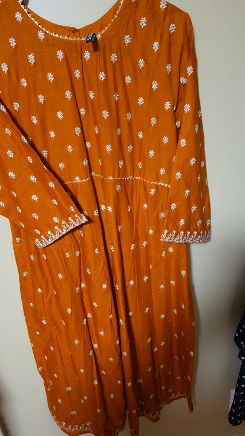 Orange Embroidered Kurte - Medium - photo 2