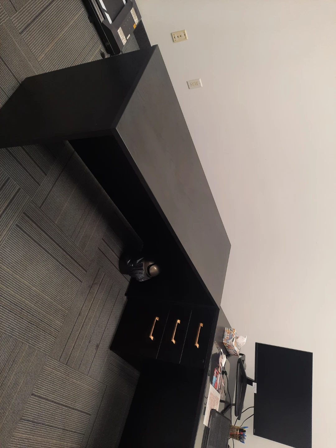 Black L-Shaped Desk with Hutch - photo 4
