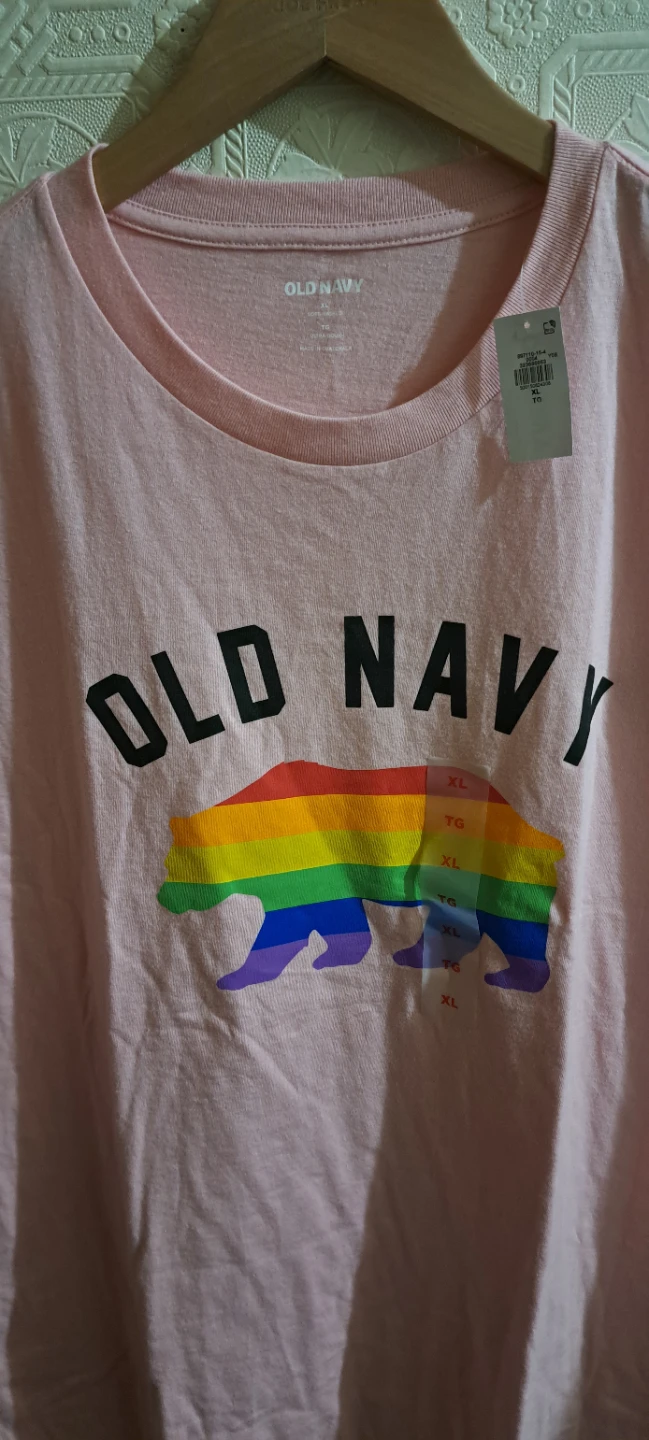 Old Navy Pink Rainbow Bear T-Shirt XL, 100% Cotton. Unisex. - photo 2