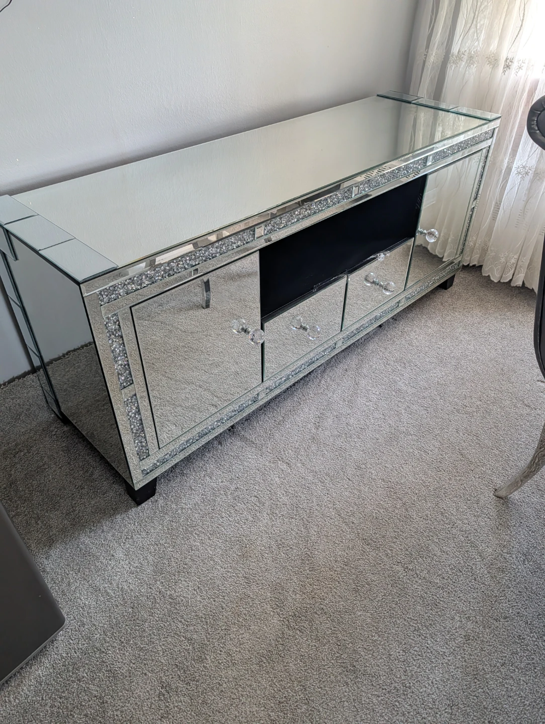 Mirrored TV Stand with Crystal Accents - photo 5