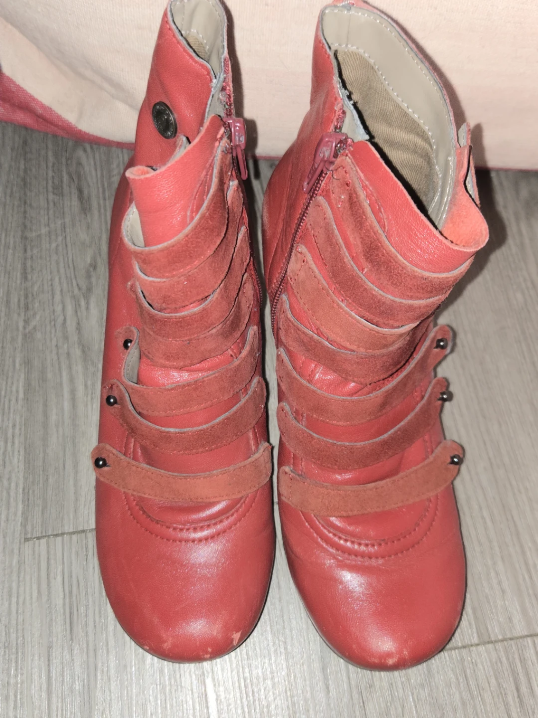 Red Hush Puppies Leather Ankle Boots