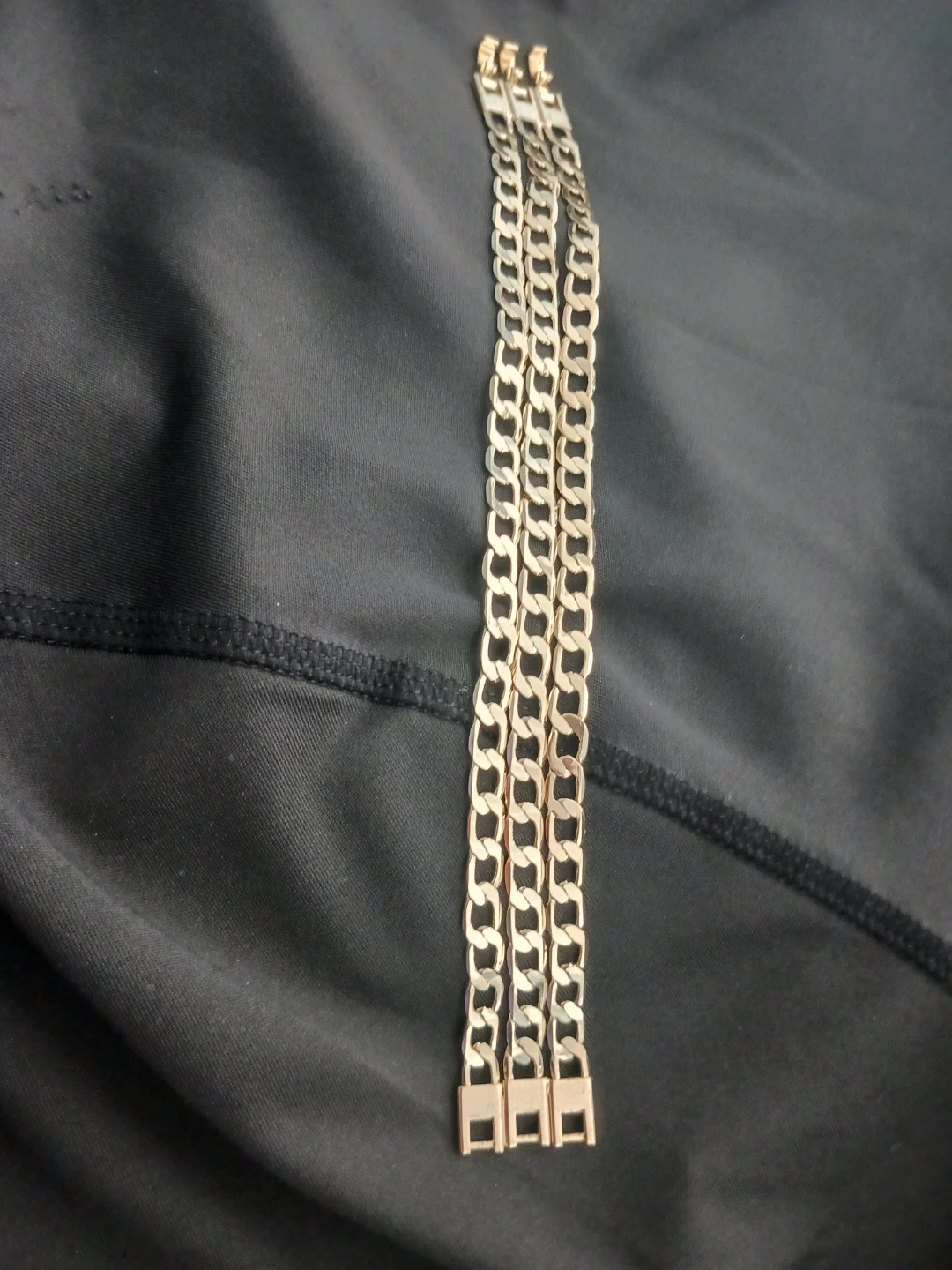 Silver-tone triple chain bracelet