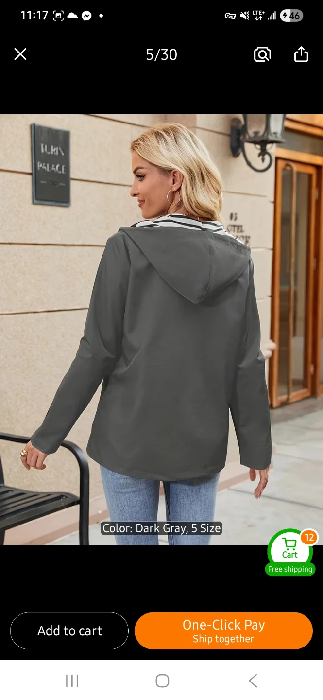 NEW Interior Stripped Hooded Rain Jacket 💧 - photo 4