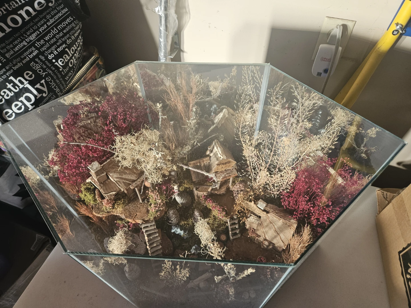 Unique Glass Terrarium with Miniature Village Scene - photo 2