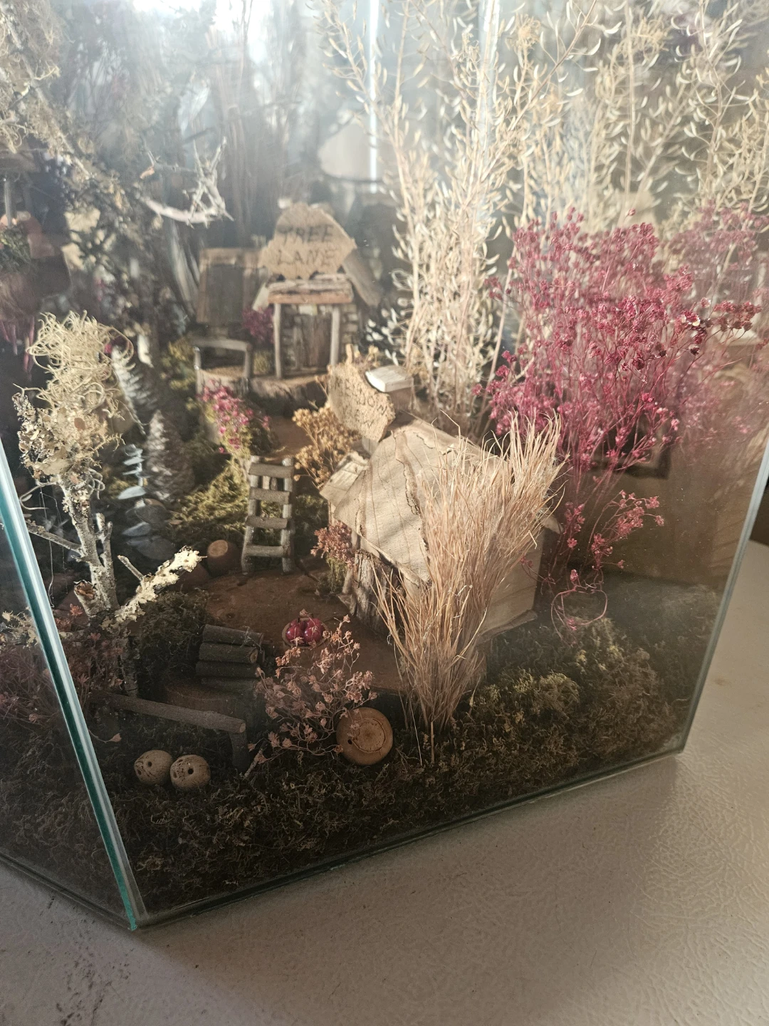 Unique Glass Terrarium with Miniature Village Scene - photo 4