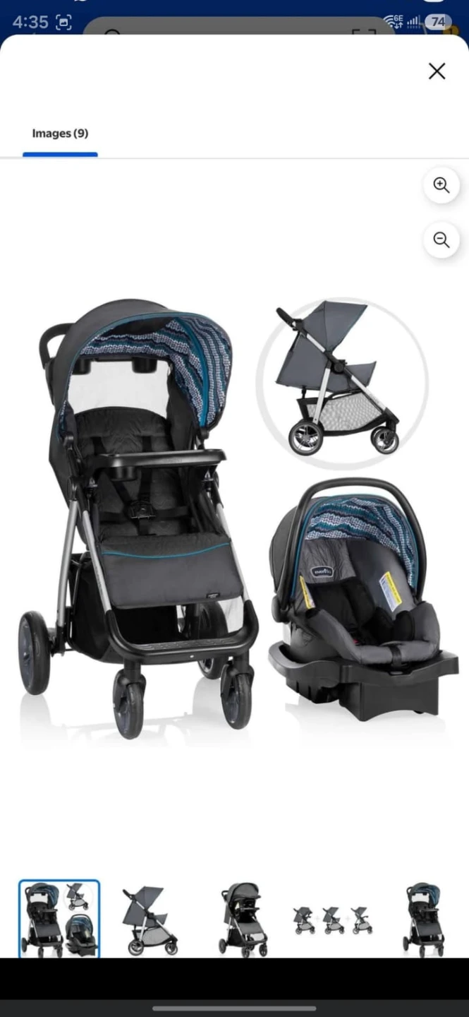 Evanflo 3 in 1 stroller, car seat, foldable - photo 4