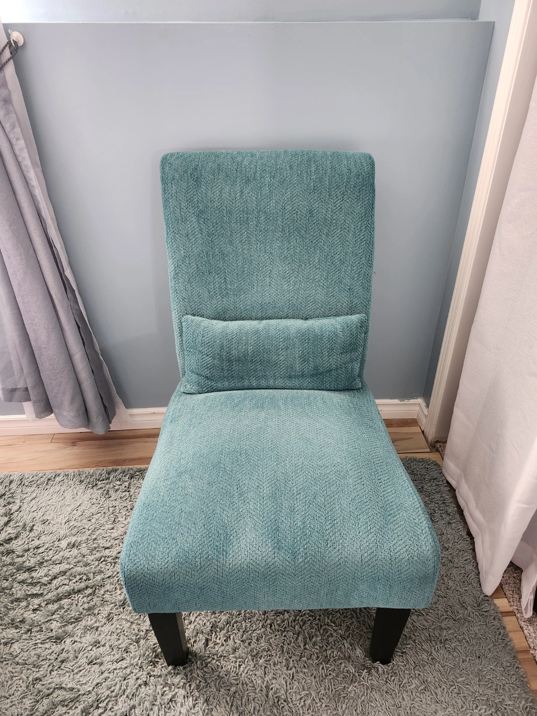 Teal Accent Chair with Lumbar Pillow - photo 2
