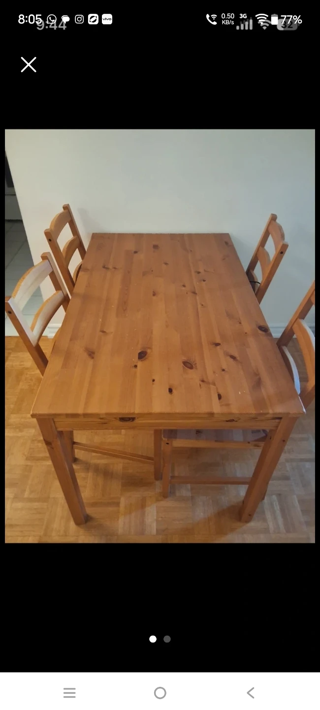 Solid Wood Dining Table with 4Chairs with cushion - photo 4