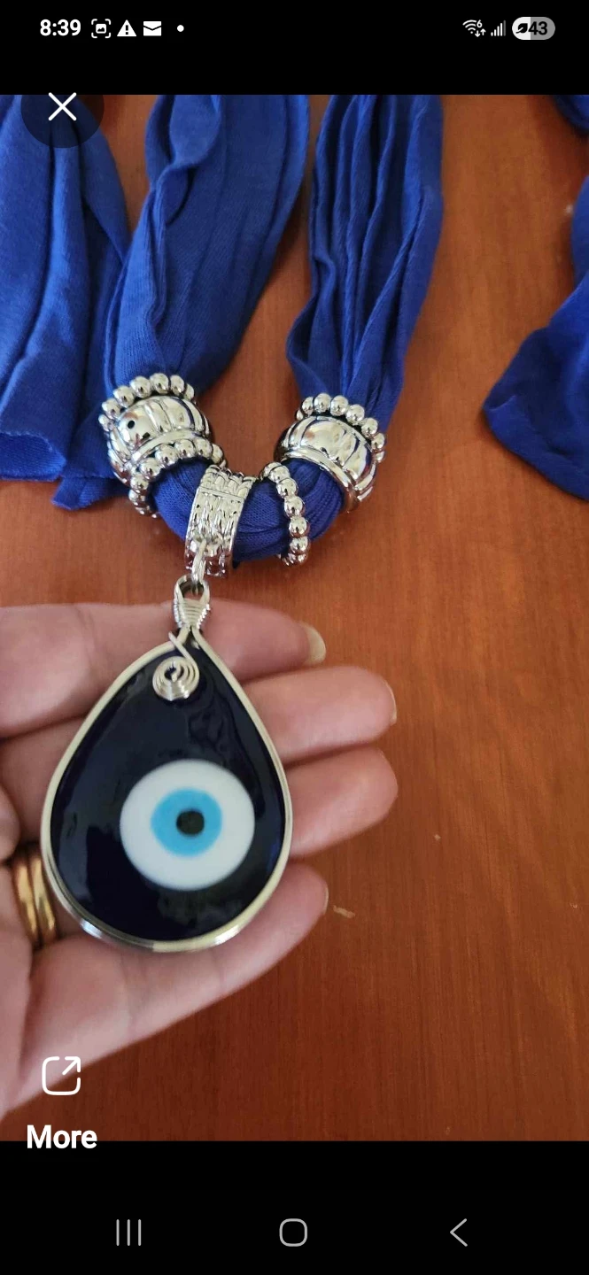 Pretty Evil Eye Blue Jewelry Scarf