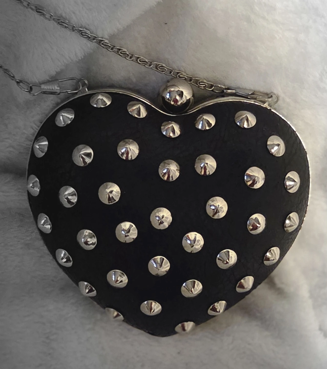 Heart Shaped Studded Clutch Purse